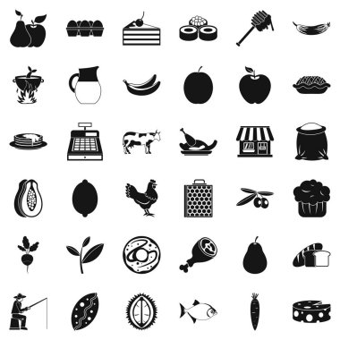 Yeşil gıda Icons set, basit tarzı