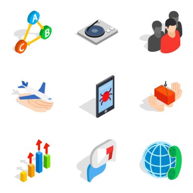 Bilimsel çalışma Icons set, izometrik stili
