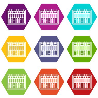 Renk altı yüzlü müzik ekolayzer konsol Icon set