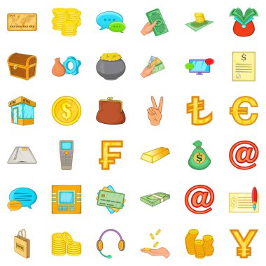 Para çantası Icons set, karikatür tarzı