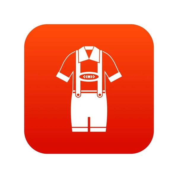 T-shirt e pantaloni con bretelle icona digitale rossa — Vettoriale Stock