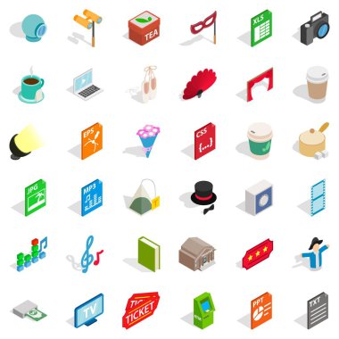 Ses mühendisi Icons set, izometrik stili