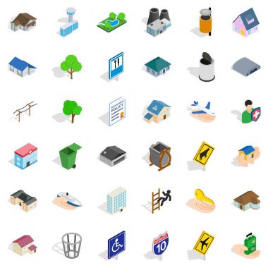 Belediye Icons set, izometrik stili