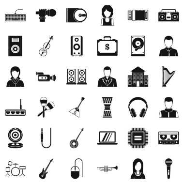 Müzik Icons set, basit tarzı parça