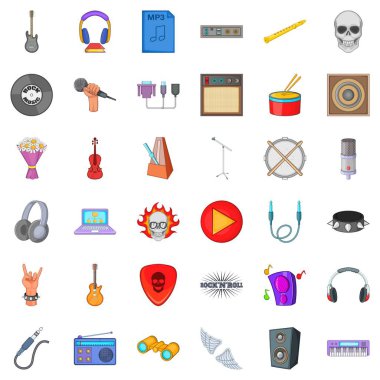 Müzik deneyimi Icons set, karikatür tarzı