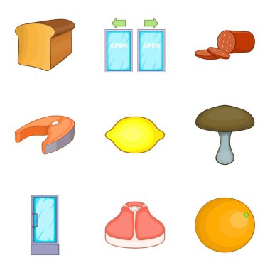 Doğal Icons set, karikatür tarzı yemek