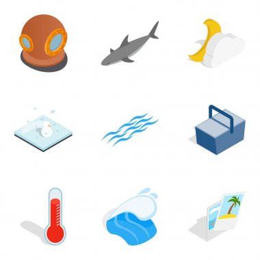 Gemi gezinti Icons set, izometrik stili