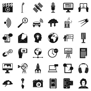 Taşıyıcı Medya Icons set, basit tarzı