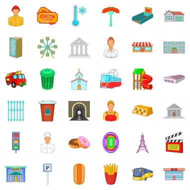 Şehir sistem simgeler kümesi, karikatür tarzı