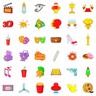 Film yapımı Icons set, karikatür tarzı