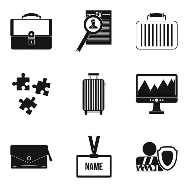 Buscar conjunto de iconos de empleados, estilo simple — Archivo Imágenes Vectoriales
