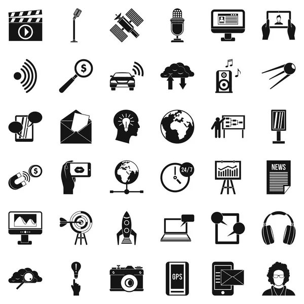 Conjunto de iconos de medios portadores, estilo simple — Archivo Imágenes Vectoriales