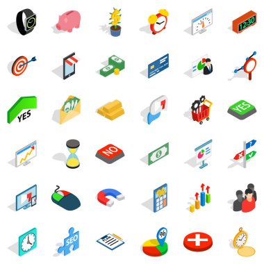 Maddi yardım Icons set, izometrik stili