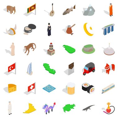 Genç Icons set, izometrik stili