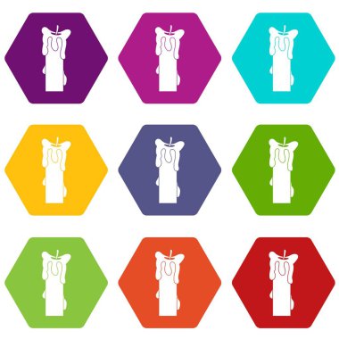 Renk altı yüzlü mum sönmüş Icon set