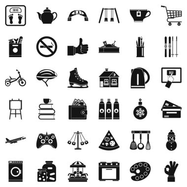 Annelik hastane Icons set, basit tarzı