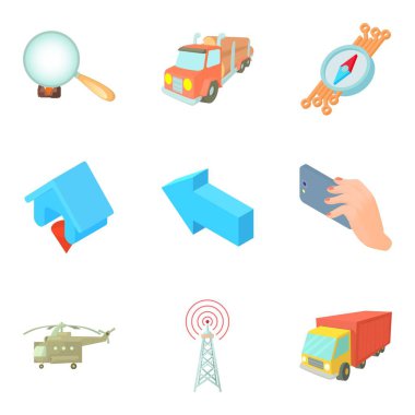 Arama alanı Icons set, karikatür tarzı