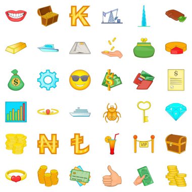 Gerekli nakit Icons set, karikatür tarzı