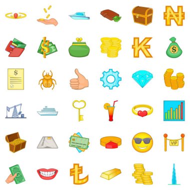 En zengin adam Icons set, karikatür tarzı