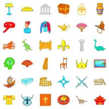 Antik çalışma Icons set, karikatür tarzı