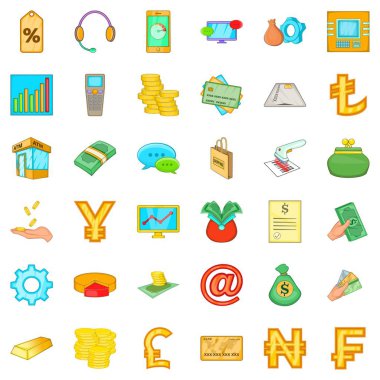 Gerçek para simgeleri ayarla, tarzı çizgi film