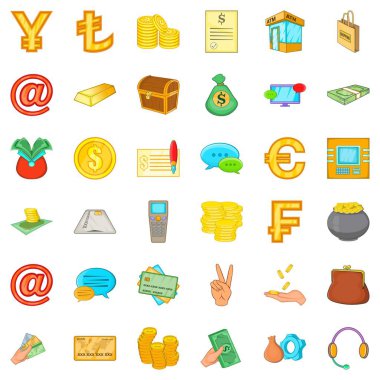 Maddi varlıklar Icons set, karikatür tarzı