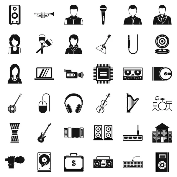 Conjunto de iconos de partituras, estilo simple — Vector de stock