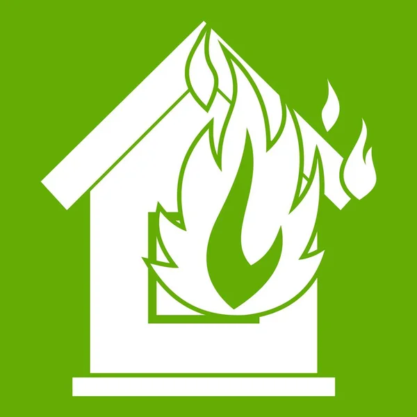 Prevención de fuego icono verde — Vector de stock