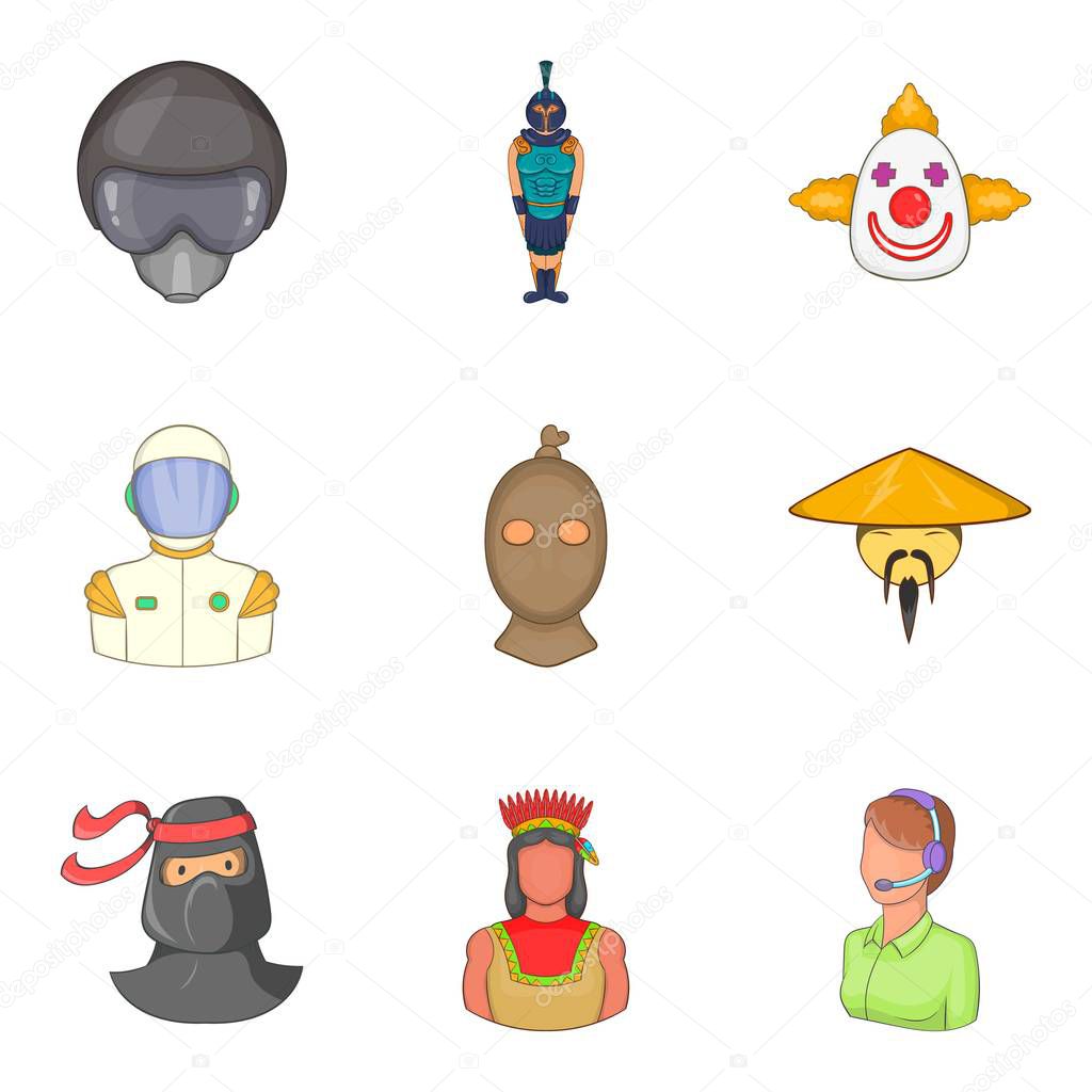 Certain people icons set, cartoon style