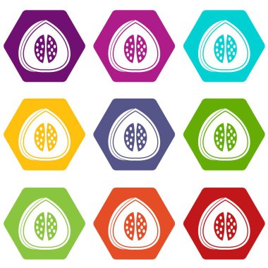 Renk altı yüzlü karpuz Icon set
