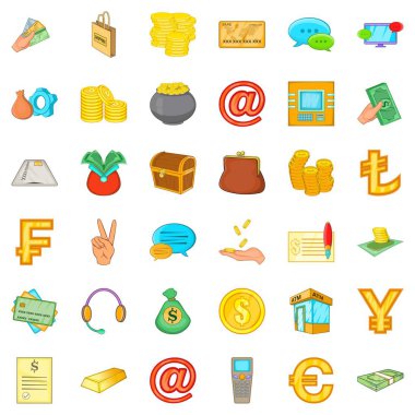 Somut varlık Icons set, karikatür tarzı