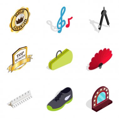 Grunge Icons set, izometrik stili