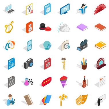 Canlı performans Icons set, izometrik stili