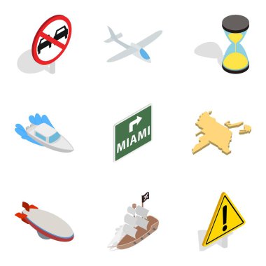 Arama konumu Icons set, izometrik stili