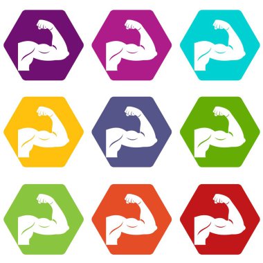 Renk altı yüzlü pazı Icon set