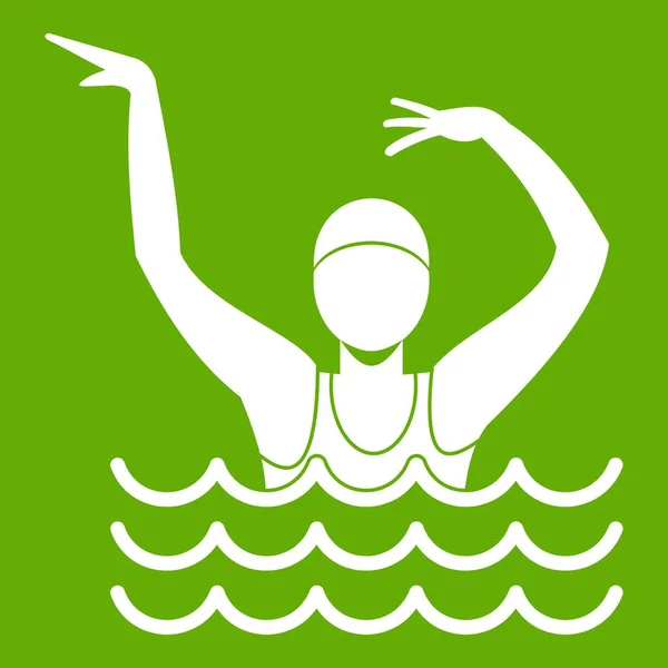 Swimmer in a swimming pool icon green — Stock Vector