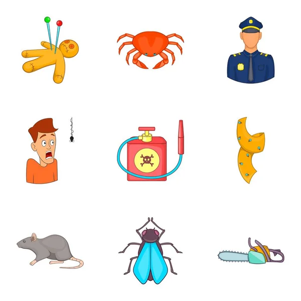 Ensemble d'icônes de phobies, style dessin animé — Image vectorielle