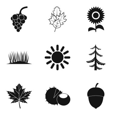 Doğal müdahale Icons set, basit tarzı