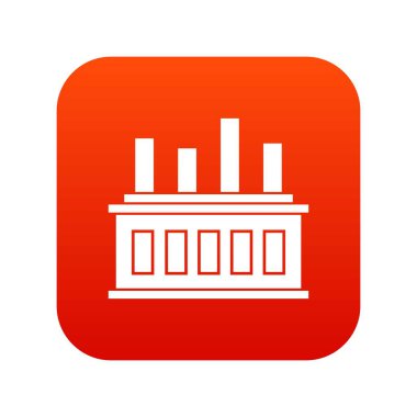 Endüstriyel fabrika binası simgesini sayısal kırmızı