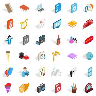 Konser numara Icons set, izometrik stili