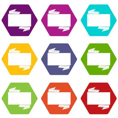 Renk altı yüzlü siyah afiş Icon set