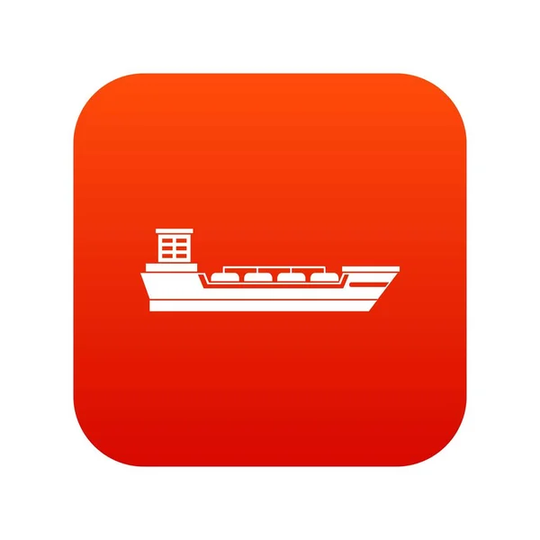 Icône navire pétrolier numérique rouge — Image vectorielle