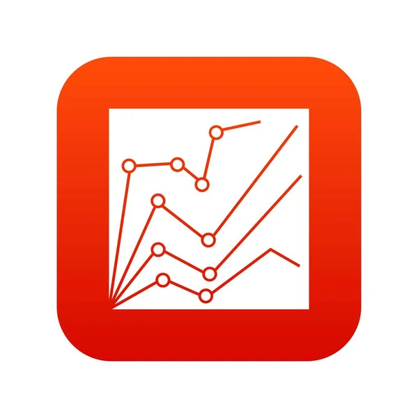 Icono de estadísticas financieras rojo digital — Vector de stock