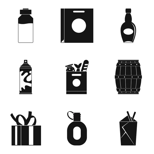 Ensemble d'icônes de conteneur, style simple — Image vectorielle