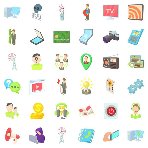 Video system icons set, cartoon style