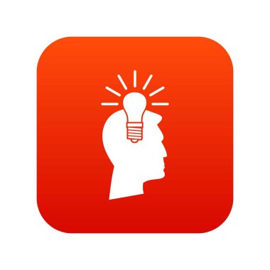 Ampul fikir simgesi dijital kırmızı