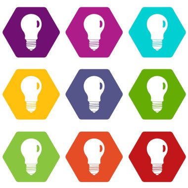 Renk altı yüzlü lamba Icon set