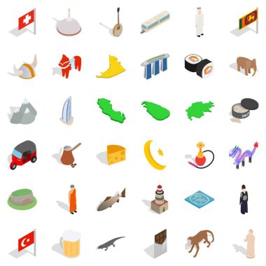Juvenil Icons set, izometrik stili