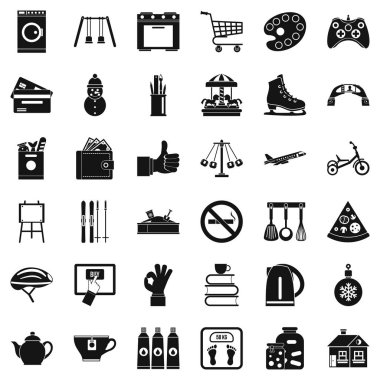 Uzun çocukluk Icons set, basit tarzı