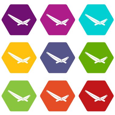 Renk altı yüzlü RECLINER Icon set